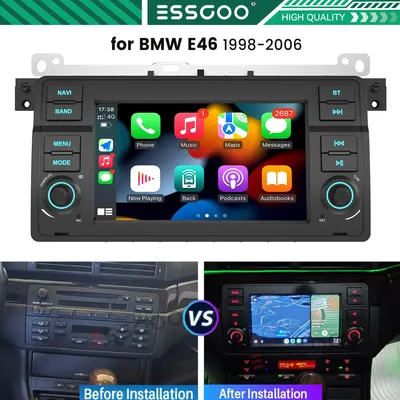 Car Stereo For BMW E46 3 Series 1999-2007 Compatible with Wireless Carplay/Android Auto with 7" Touch Screen/Mirror Link/FM/AM