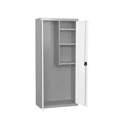 PROREGAL Putzmittelschrank AMEGO | HxBxT 180x60x40cm | 3x Fachboden | Weiß-Grau | Metallschrank Haushaltsschrank Image