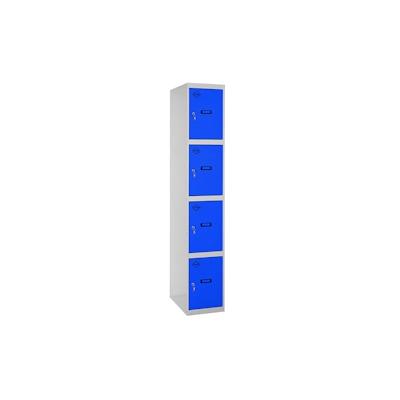 PROREGAL Spind AMEGO | HxBxT 180x30x50cm | 4 Abteile | Grundmodul | Grau-Blau | Schließfach Garderobe Image