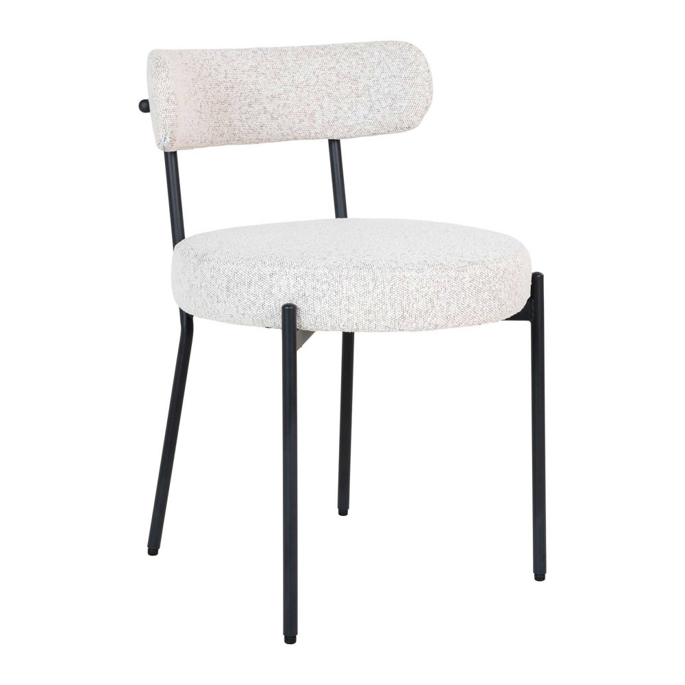Lot de 2 chaises en tissu bouclette contemporain noir / blanc