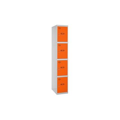 PROREGAL Spind AMEGO | HxBxT 180x40x50cm | 4 Abteile | Grundmodul | Grau-Orange | Schließfach Garderobe Image