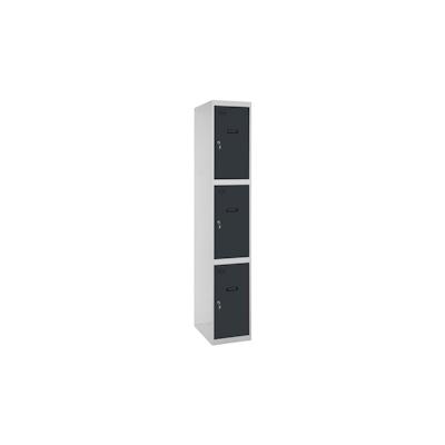 PROREGAL Spind AMEGO | HxBxT 180x40x50cm | 3 Abteile | Grundmodul | Grau-Anthrazit | Schließfach Garderobe Image