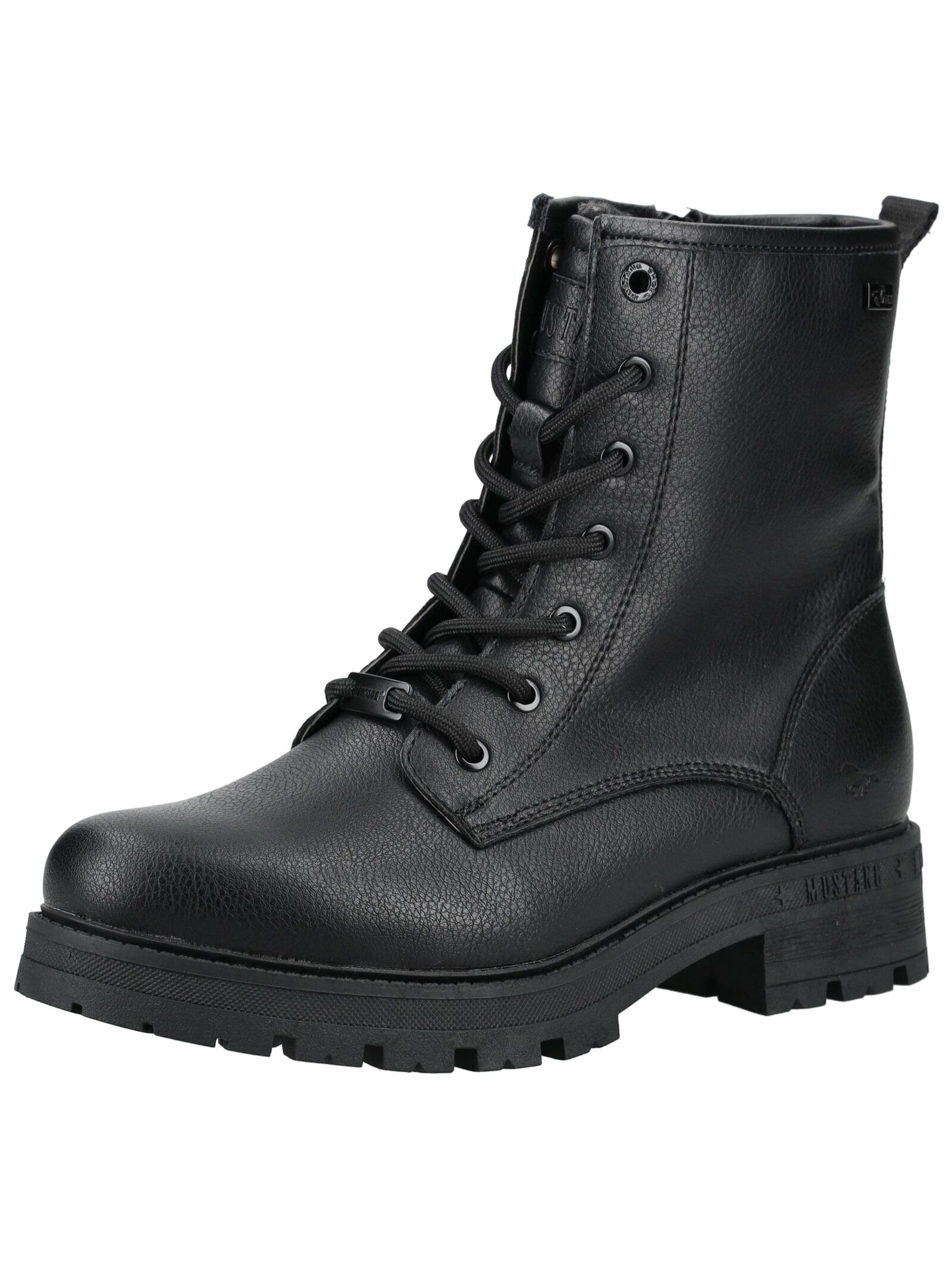 Schnürstiefelette MUSTANG SHOES "Mustang Shoes Stiefelette Lederimitat/Textil", Damen, Gr. 38, schwarz, Lederimitat, Textil, Schuhe
