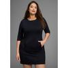 Jerseykleid LAURA SCOTT CURVE, Damen, Gr. 48, N-Gr, schwarz, Jersey, Obermaterial: 65% Viskose, 30% Polyamid, 5% Polyester, unifarben, Basic, A-Linie kniefrei, Rundhals, 3/4-Ärmel, Kleider, mit 3/4-Ärmeln aus schmeichelnder Milano Rippe - GROSSE GRÖSSE