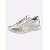 Sneaker HEINE, Damen, Gr. 40, bunt (silberfarben, weiß), Textil, Leder, Glattleder, Lackleder, modisch, Schuhe