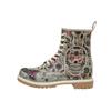 Schnürboots DOGO "Longe Boots Schnürstiefel Remembrance Of Frida Kahlo Damen", Damen, Gr. 40, Normalschaft, grau, Lederimitat, Schuhe, Handgefertigt
