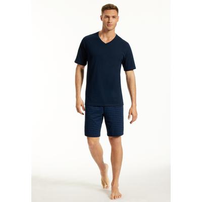 Shorty UNCOVER BY SCHIESSER "UNCOVER Nightwear", Herren, Gr. 56, 804, blau, Single Jersey, Obermaterial: 100% Baumwolle, casual, bequem kurz, V-Ausschnitt, Kurzarm, Homewear-Sets, V-Ausschnitt, Kurzarm, Kurze Hose, Reine Baumwolle, weich Image