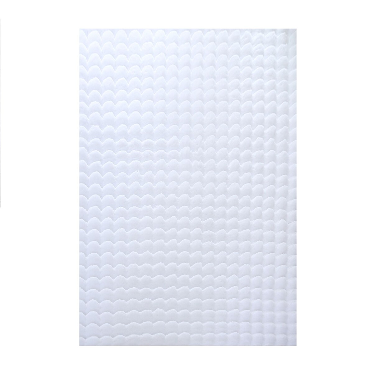 Carpetsale24 Teppich Läufer 80x150 cm Weiss, Flauschiger Kunstfell Teppich in Felloptik mit Bubble-Design, Super Weich, Plüschig für Wohnzimmer Image