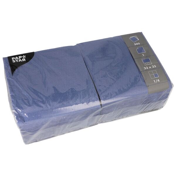 Papstar Papierservietten farbig uni 1-lagig 500 Stück blau, 33x33 cm