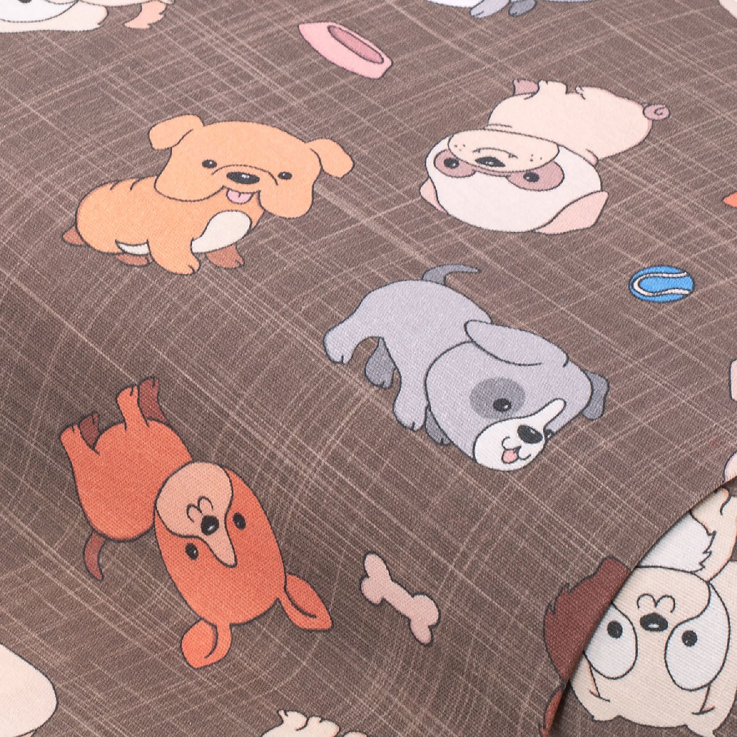 Dekostoff Hundewelpen Lorena, braun-color Image