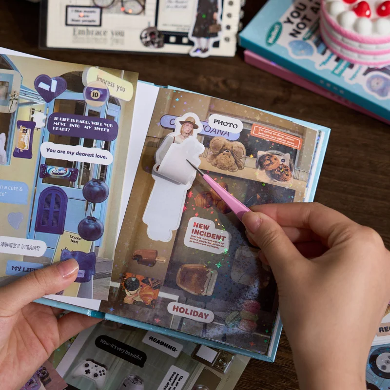 45 Stück gestanzte Aufkleberbuch für Tagebuchdekoration, DIY Scrapbooking Collage dekorative Aufkleber Image