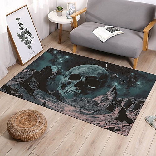 Halloween-Bodenmatte mit gruseligem Geistermuster, Flanell, rutschfester dekorativer Teppich für den Hauseingang, das Badezimmer und das Schlafzimmer Image