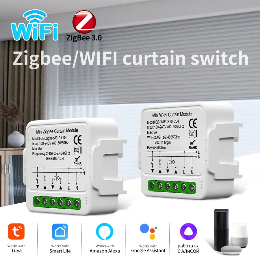 Tuya Smart ZigBee/WiFi Vorhang Schalter Modul Rollos Shutter Motor APP Steuerung Smart Leben Funktioniert mit Alexa Google hause
