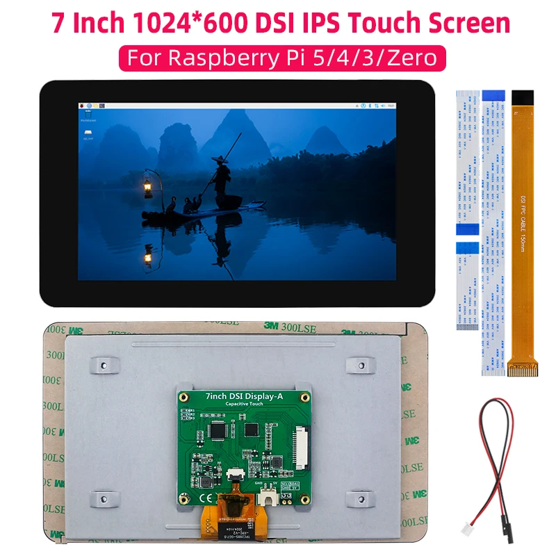 7 Zoll 1024 * 600 DSI Display IPS LCD kapazitiver Touchscreen MIPI Monitor für Raspberry Pi 5 4B 3B+ 3B Zero mit FFC Image