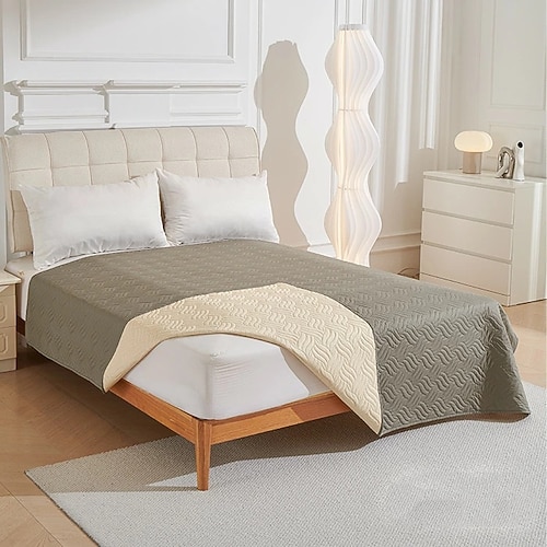 Gepolstertes wasserdichtes Bettcover - Leichte waschbare Decke Matratzenauflage Mehrzweck-Bettüberwurf Image