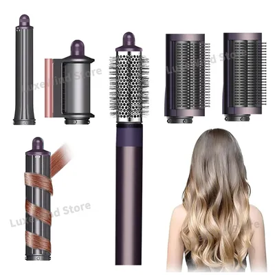 6IN1 Hair Dryer Brush Set High-Speed 110,000 RPM Ionic Hot Air Styler Hair Dryer with Auto Curling Wand 30/40mm