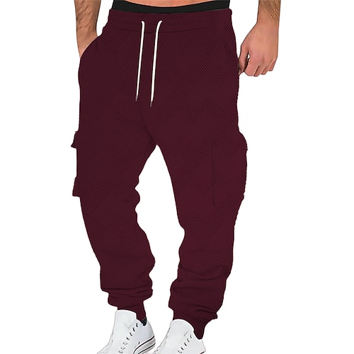 Herren Jogginghose Hose Jacquard Kordelzug Tasche Einfach Komfort Sport im Freien Täglich Mode Lässig Schwarz Weiß Mikroelastisch Image