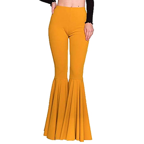 Damen Yoga-Leggings mit ausgestelltem Bein Tanzhosen Bauchkontrolle Hohe Taille Fitnessstudio Pilates Laufen Unterteile Einfarbig Schwarz Gelb Rosa Herbst Sport Sportkleidung Image