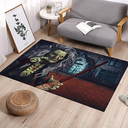 Halloween-Bodenmatte mit gruseligem Geistermuster, Flanell, rutschfester dekorativer Teppich für den Hauseingang, das Badezimmer und das Schlafzimmer Image