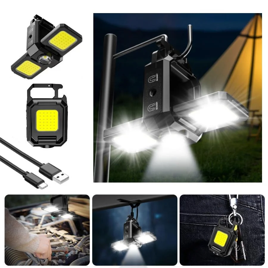 LED Mini Schlüsselanhänger Licht COB Arbeit Notbeleuchtung Flaschenöffner für Camping Outdoor Gadget Multifunktionale magnetische Taschenlampe Image