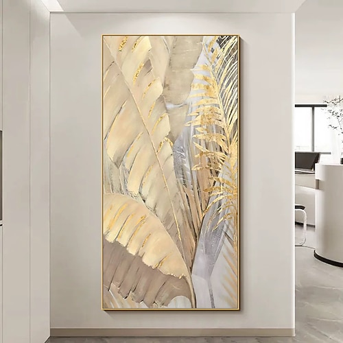 Mintura handgefertigte Bananenblatt-Landschaftsölgemälde auf Leinwand, Wandkunst, Dekoration, moderne abstrakte Bilder für die Inneneinrichtung, gerolltes, rahmenloses, ungedehntes Gemälde Image