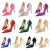 Frauen elegante Büro Kristalls chnalle blau lila Seide Satin Pumps Dame 11cm High Heels Seite hohle Hochzeits abend Party Schuhe