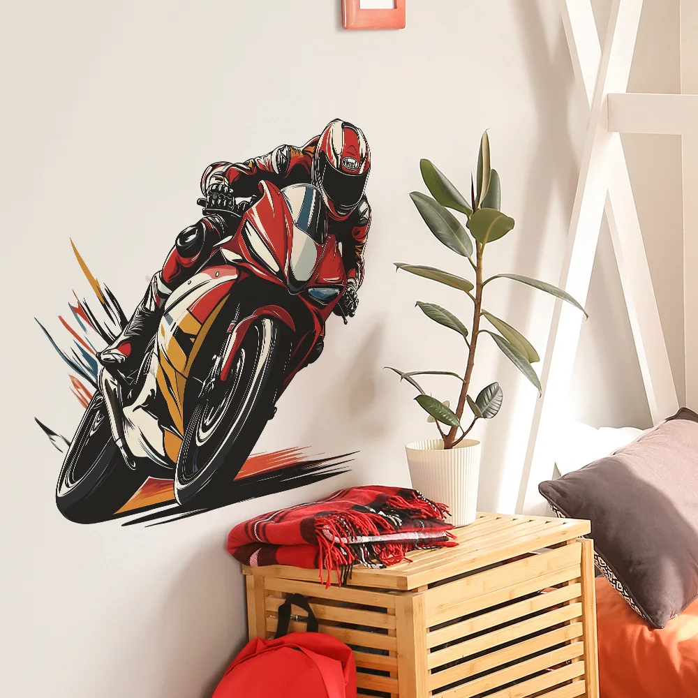 Motorradfahrer Schlafzimmer, Wohnzimmer, Eingangshalle, Kleiderschrank, Schlafsaal, Heimdekoration, Wandaufkleber, selbstklebend Image