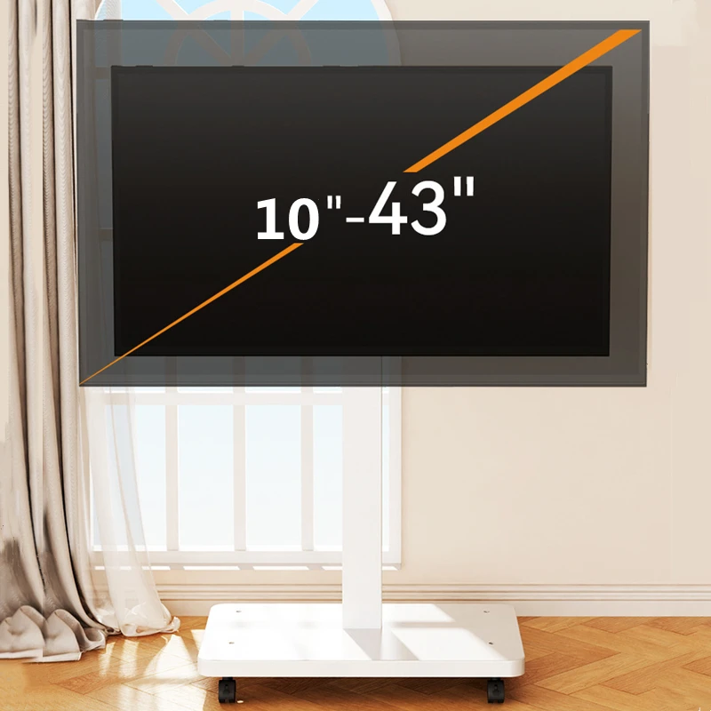 Rollbarer TV-Ständer für 10-43-Zoll-Fernseher, PC, tragbarer mobiler TV-Wagen auf Rädern, universelle Bodenständer mit drehbarer Halterung, passend für die Ecke Image