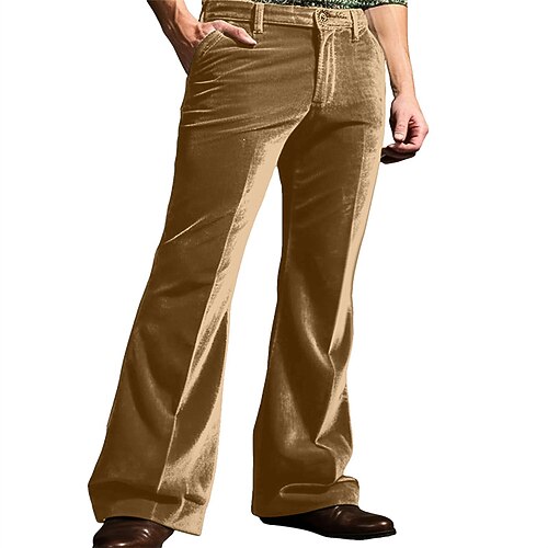 Herren Anzughose Cordhose Schlaghosen Hose Chinos Tasche Knöpfe Einfach Komfort Formell Party Arbeit Mode Klassicher Stil Armeegrün Blau Mikroelastisch Image