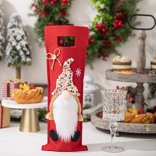 Weihnachten Rudolph Weinflaschentasche festliche Feiertagsflaschenhülle Partydekoration süße Wichtel Weinhülle perfekte Weihnachtstisch Akzent Home Feier Accessoire Image