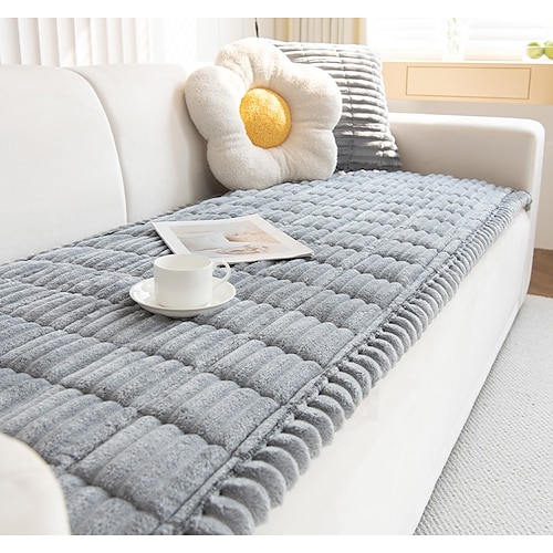 Cord-Hardware-Sofa-Kissen Herbst- und Winterplüschsitzpolster modernes minimales rutschfestes Leder-Sofabezug Schonbezug Image