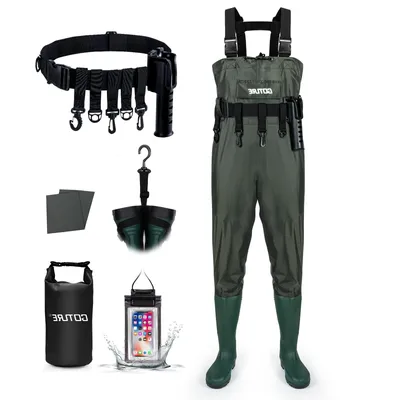 Goture 100% Waterproof Bootfoot Chest Waders with Boot Waders for Men & Women Outdoor Hunting & Fishing Wading Work Clothing
