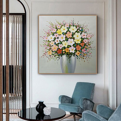 Mintura handgefertigte Blumen-Ölgemälde auf Leinwand, Wandkunst, Dekoration, modernes abstraktes Bild für die Inneneinrichtung, gerolltes, rahmenloses, ungedehntes Gemälde Image