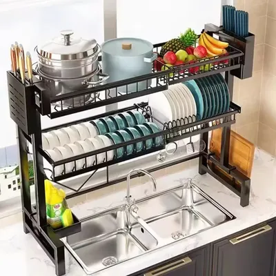 Dish Drying Rack Over The Sink Dish Drainer Drying Rack 2 Tier Large Capacity Dish Rack, Sink Organize Stand