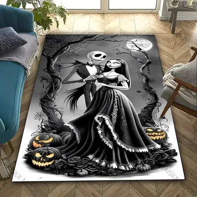 MINISO Disney The Nightmare Before Christmas Area Rug Non-Slip Bedroom Kitchen Bathroom Entracne Rug Living Room Washable Carpet