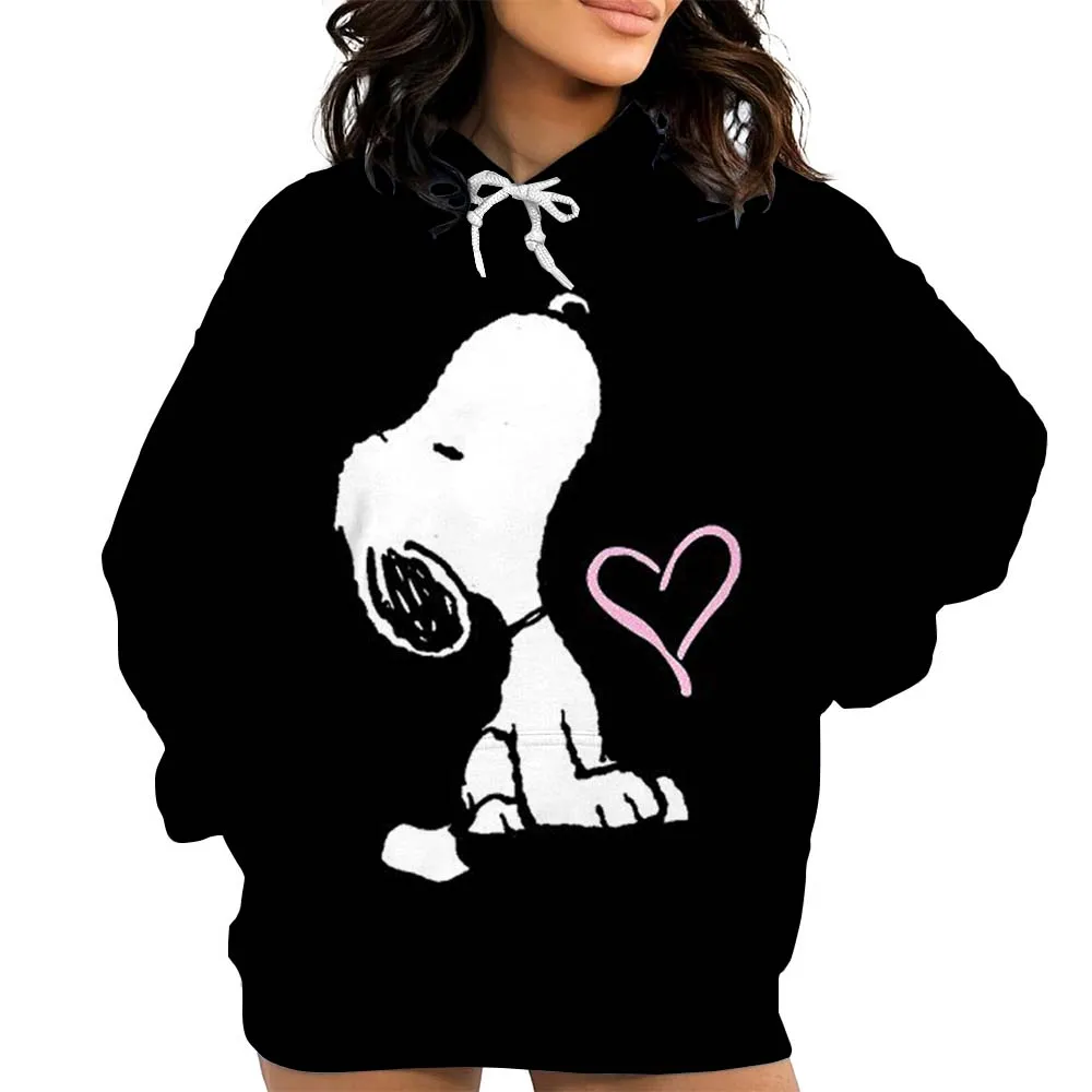 Felpe da donna Snoopy Cartoon Moda Streetwear Felpa con cappuccio Amante della musica Regalo Cartoon Snoopy Street Style Felpa da donna con cappuccio