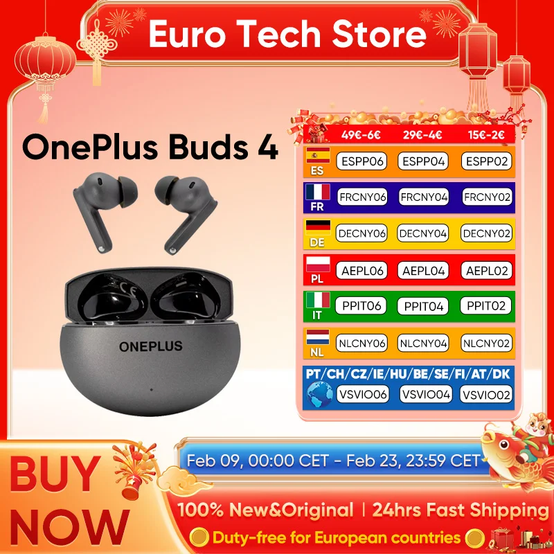 Original OnePlus Buds 4, globale Version, aktive Geräuschunterdrückung, kabelloses Bluetooth 5.4, Endphone, In-Ear-Flaggschiff-Qualität, wasserdicht Image