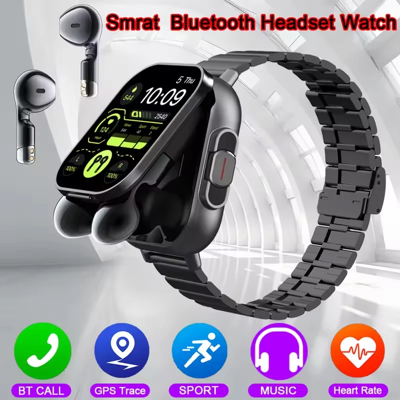 NFC Smart Watch TWS 2-in-1-Headset Bluetooth-Anruf Herzfrequenz Blutdruck Gesundheitsüberwachung Kopfhörer Musik spielen Smartwatch Image