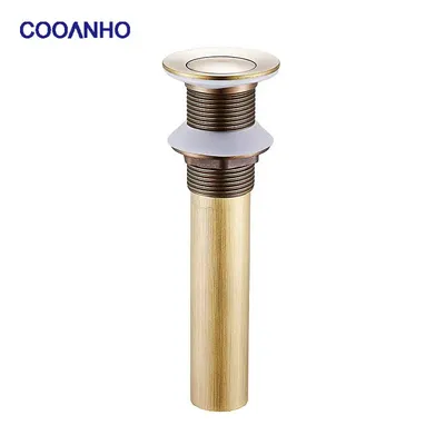 COOANHO Bathroom Sink Drain No Overflow Container Sink Basin Pop-Up Drain Plug Bronze