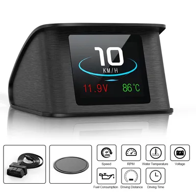 Auto Head Up HUD Display OBD2 Scanner Digitale Temperatur Bord Computer Kraftstoff Verbrauch Meter Geschwindigkeit Gauge Ancel AUTO HUD P10