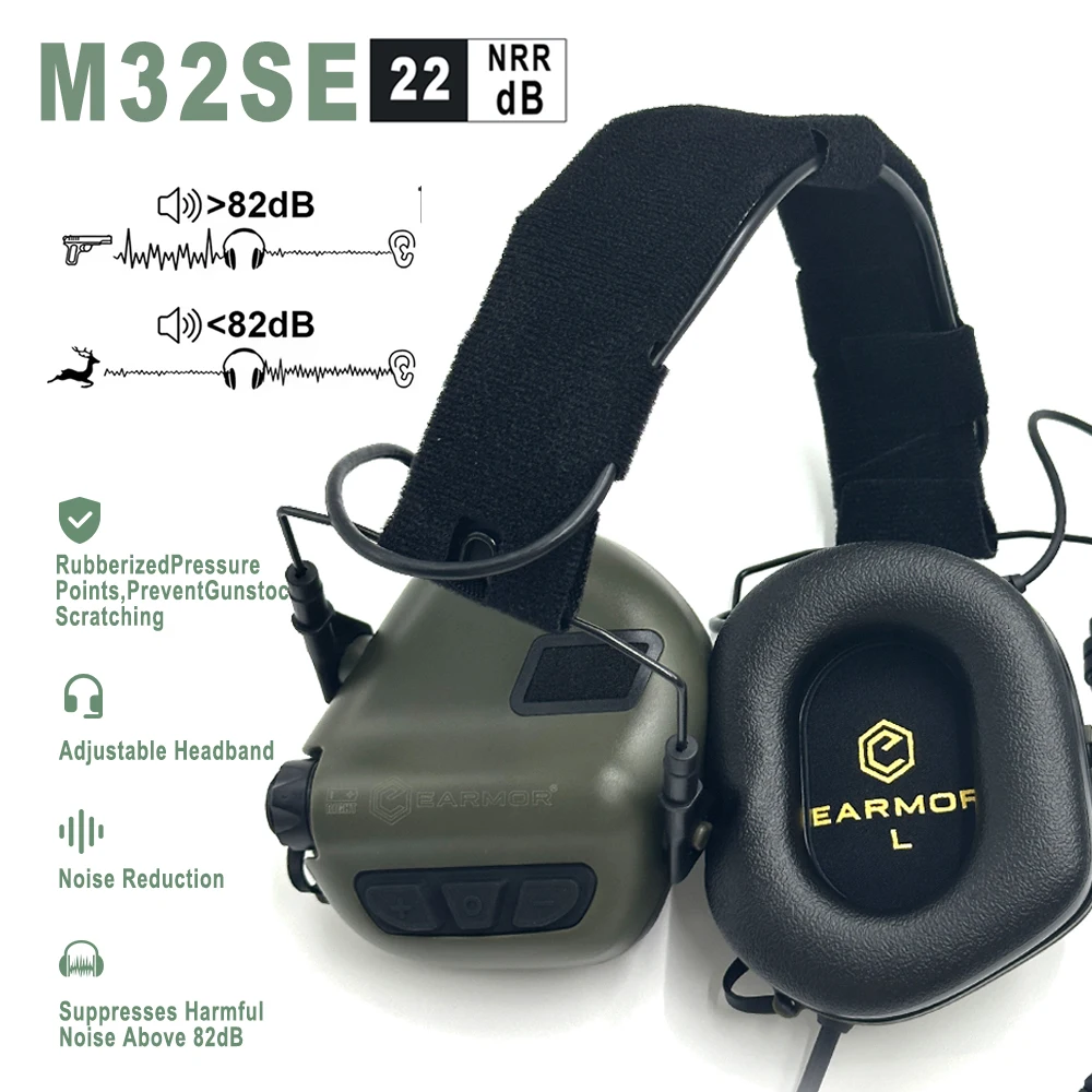 Ohrenschützer EARMOR ® M32SE, Elektronisches Anti-Lärm Outdoor-Sport-Kommunikations-Headset Airsoft Training Gehörschutz NRR22dB Image