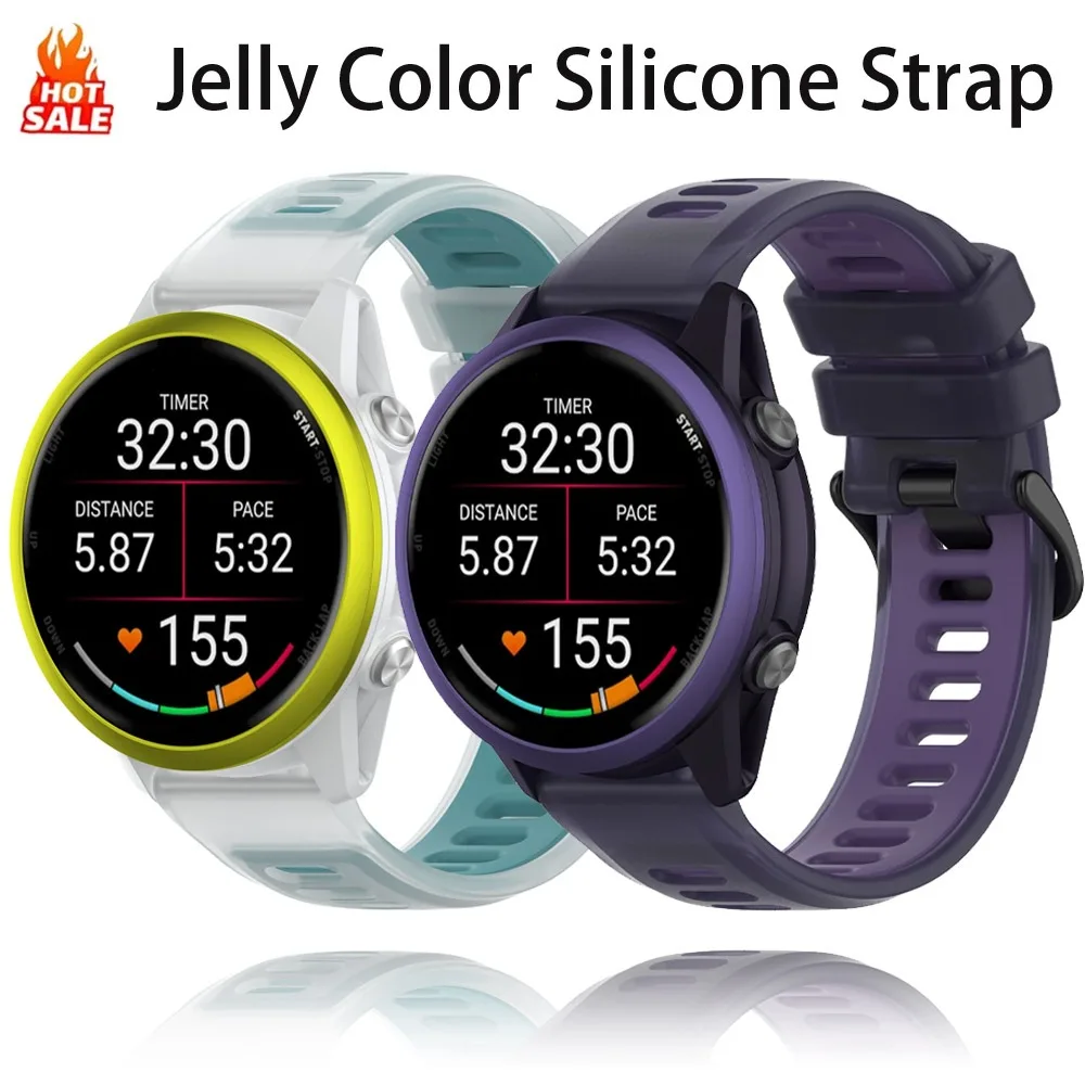 Silikonarmband für Garmin Forerunner 570 47 mm 42 mm/970/55 Jelly Color Halbtransparent Zweifarbig für Vivoactive 6-5/Active 6 Gürtel Image