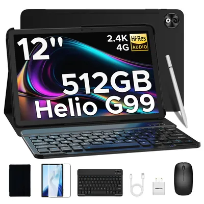 DOOGEE T40 Pro Tablet 12" IPS 2.4K 20GB(8+12) 512GB Helio G99 10800mAh Large Battery Quad Speaker 7.6mm Ultra-thin PC Smart Pad