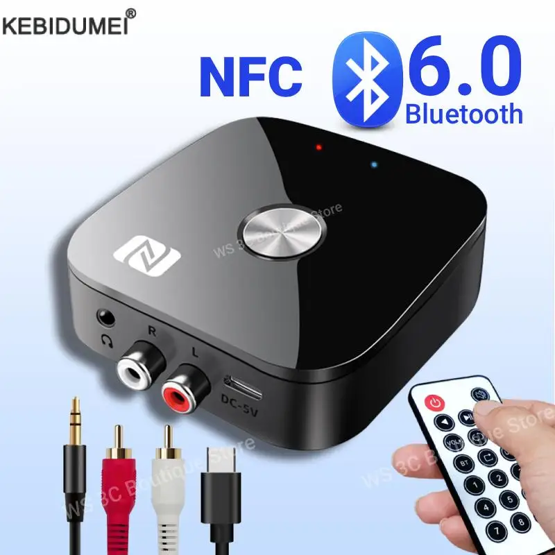 Ricevitore audio NFC Bluetooth 6.0 3,5 mm AUX R/L RCA Stereo Lossless HIFI Adattatore wireless per musica USB U-Disk Riproduzione telecomando