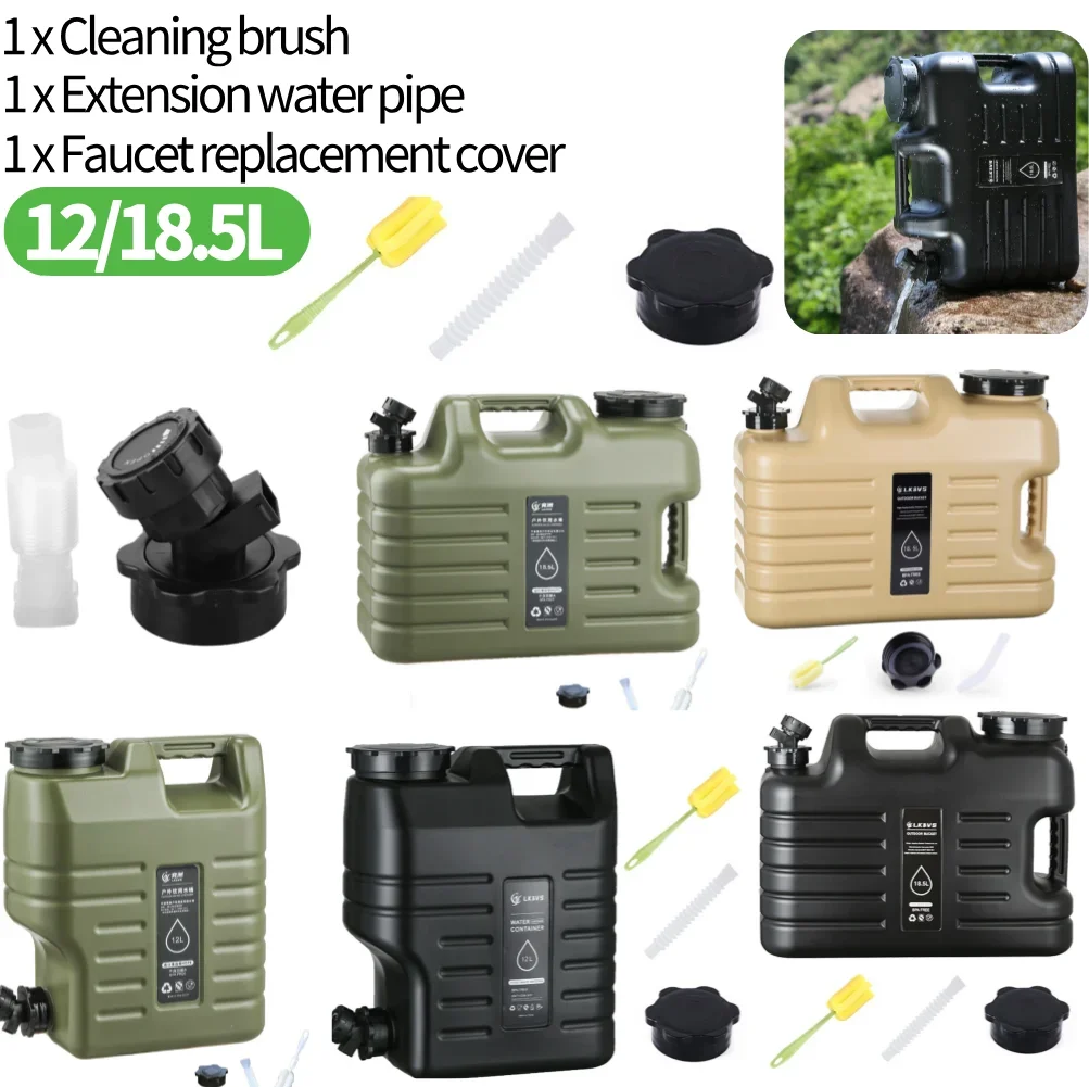 12/18,5 l Trinkwasserkanister, große Kapazität, tragbarer Camping-Wasserbeutel mit abnehmbarem Wasserhahn für Camping, Angeln, Picknick, Wandern Image