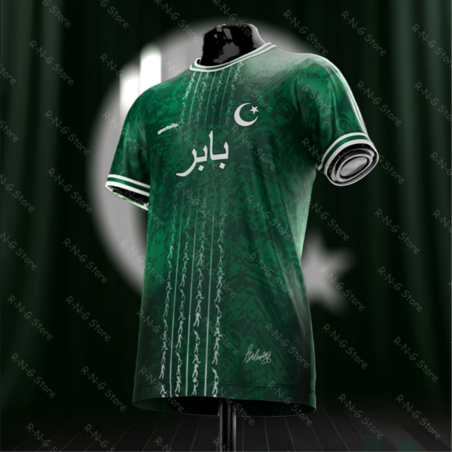 24/25 New Arrive Style Babar Azam Special Cricket Jersey Design Men Women Green White Unique Cricket T-Shirt Daily Exercise Top