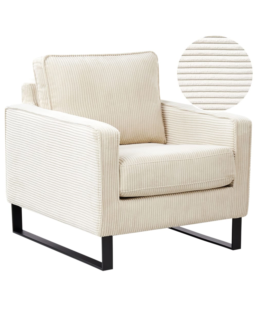 Fauteuil en velours côtelé beige H82