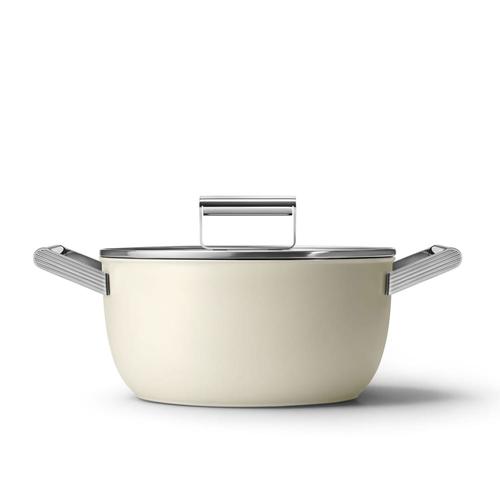 Faitout 24cm crème avec couvercle Smeg