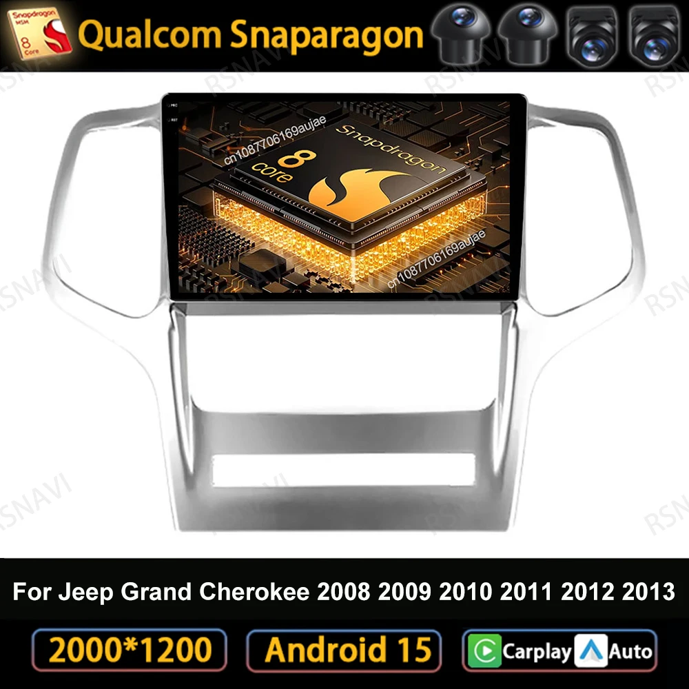 Car Radio Android 15 For Jeep Grand Cherokee 2008 2009 2010 2011 2012 2013 Multimedia GPS Autoradio Navigation 5G WIFI Qualcomm