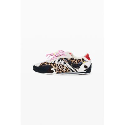 Patchwork animal print sneakers